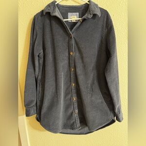 L.L. Bean Women's Charcoal Gray Corduroy Button-Down Shirt